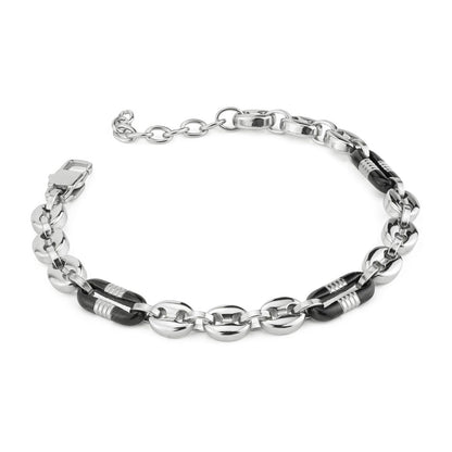 Boccadamo Herrenarmband aus Silber und schwarzem Stahl mit Zirkonia _ABR721 