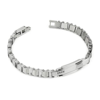 Boccadamo Herrenarmband aus Silber und schwarzem Stahl mit Zirkonia _ABR721 