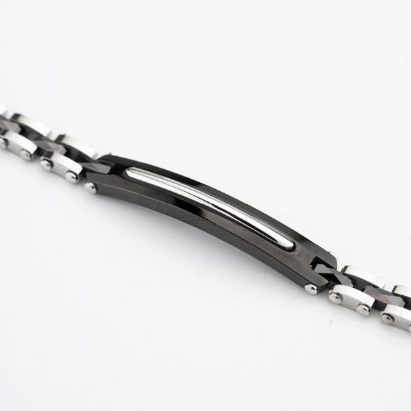 Boccadamo Herrenarmband aus Silber und schwarzem Stahl mit Zirkonia _ABR721 