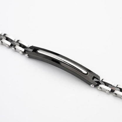 Boccadamo Herrenarmband aus Silber und schwarzem Stahl mit Zirkonia _ABR721 