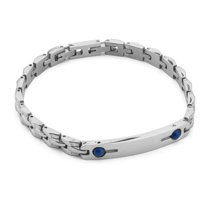 Bracciale Boccadmo Uomo Acciaio Piastra con Lapislazzuli _ABR787B