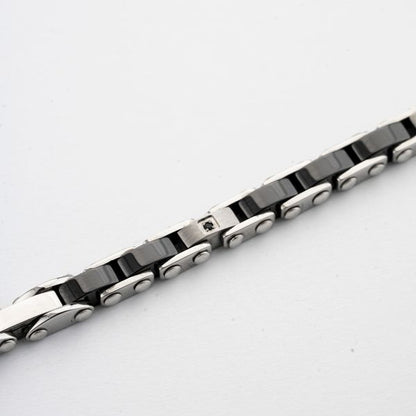 Bracciale Boccadmo Uomo Pvd Nero e Inserti di Zirconi Neri _ABR789