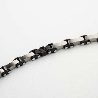Boccadamo Herrenarmband aus Silber und schwarzem Stahl mit Zirkonia _ABR721 