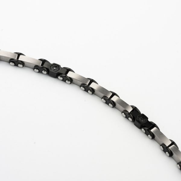 Boccadamo Herrenarmband aus Silber und schwarzem Stahl mit Zirkonia _ABR721 