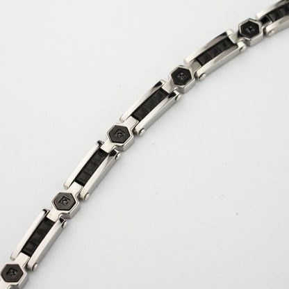 Boccadamo Herrenarmband aus Silber und schwarzem Stahl mit Zirkonia _ABR721 