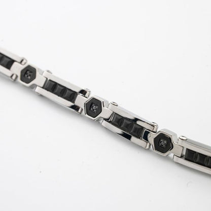 Boccadamo Herrenarmband aus Silber und schwarzem Stahl mit Zirkonia _ABR721 