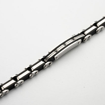 Bracciale Boccadmo Acciaio Uomo Pvd Nero Zirconi Incastonati _ABR793