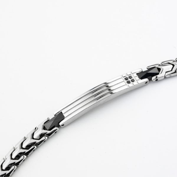 Boccadamo Herrenarmband aus Silber und schwarzem Stahl mit Zirkonia _ABR721 