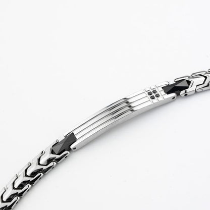 Boccadamo Herrenarmband aus Silber und schwarzem Stahl mit Zirkonia _ABR721 