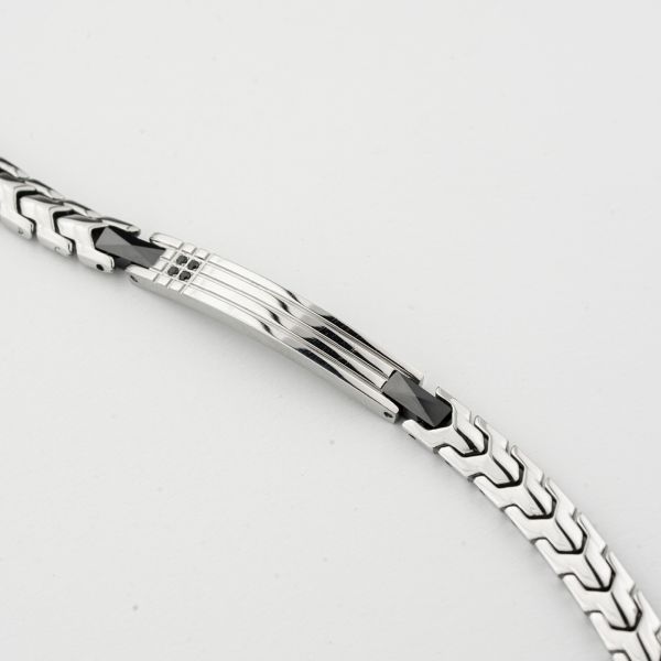 Boccadamo Herrenarmband aus Silber und schwarzem Stahl mit Zirkonia _ABR721 