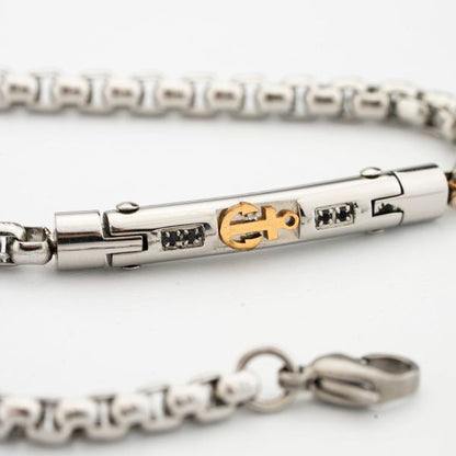 Boccadamo Herrenarmband aus Silber und schwarzem Stahl mit Zirkonia _ABR721 