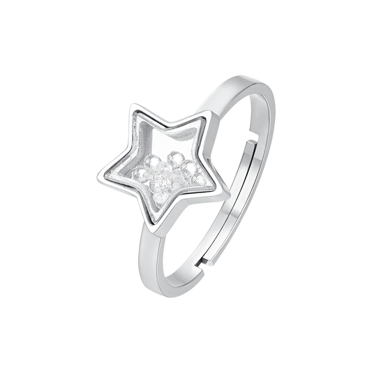 Anello Regolabile Luca BARRA Acciaio Stella e Zirconi _ANK540