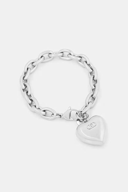 Bracciale Liu Jo Donna Acciaio Silver Catena Larga con Ciondolo Cuore Big _LJ3060