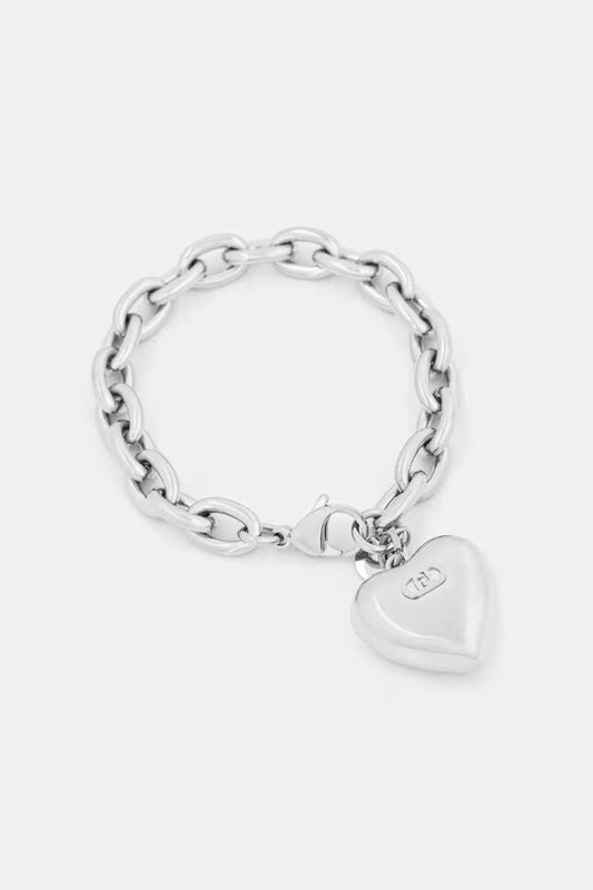 Bracciale Liu Jo Donna Acciaio Silver Catena Larga con Ciondolo Cuore Big _LJ3060