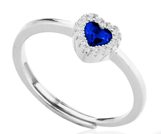 Anello Le Scritte dell'Amore Donna Argento 925 Cuore Blu _LSA05