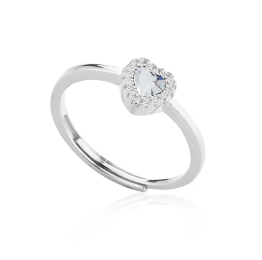 Anello Le Scritte dell'Amore Donna Argento 925 Cuore Crystal _LSA06