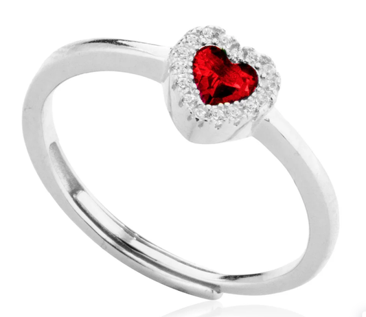 The Writings of Love Ring für Damen, 925 Silber, Rotes Herz _LSA04 