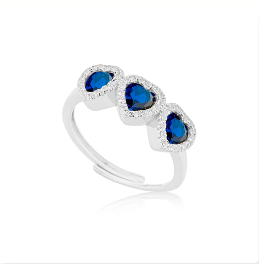 Anello Le Scritte dell'Amore Donna Argento 925 Trylogy Cuore Blu _LSA09