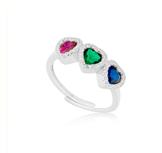 The Writings of Love Ring für Damen, 925 Silber, Trylogy Dark Multicolor Heart _LSA12 