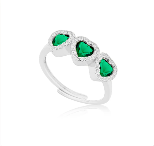 Anello Le Scritte dell'Amore Donna Argento 925 Trylogy Cuore Verde _LSA11