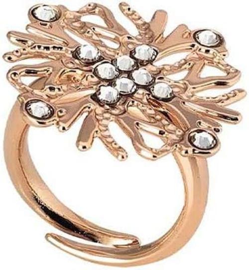 Anello Boccadamo Donna Rodiato Bronzo Ramato Cristalli Bianchi _XAN151RS