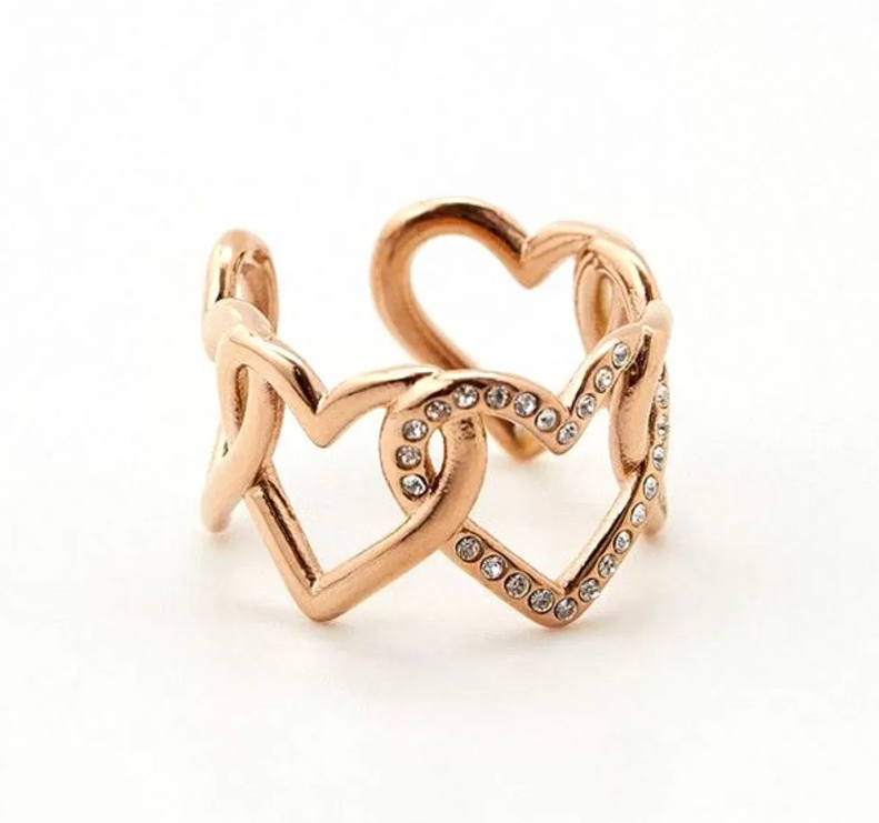 Anello Guess Donna Acciaio Argentato Cuore Incastonato Bianco _JUBR7000JWRH
