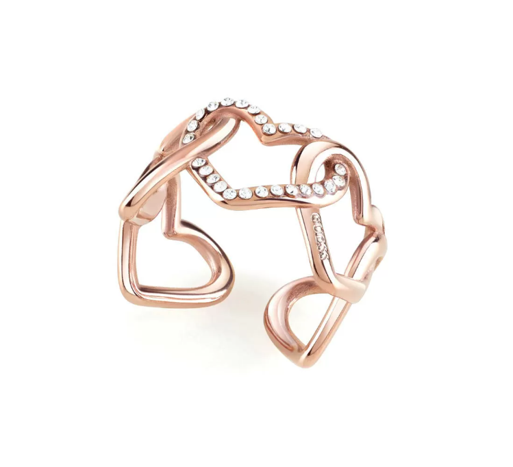 Anello Guess Donna Acciaio Argentato Cuore Incastonato Bianco _JUBR7000JWRH