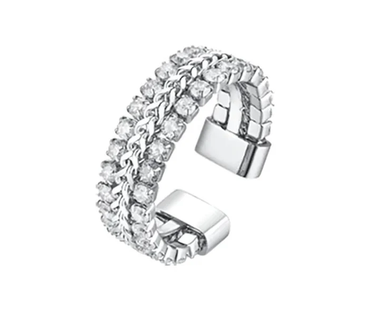 Luca Barra Damen-Tennisring aus Stahl mit weißen Kristallen _ANK480