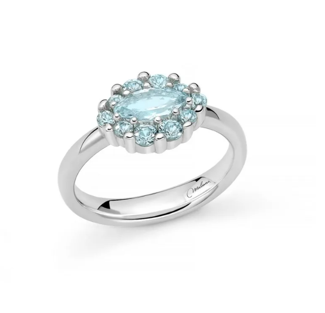 Anello Miluna Donna Argento 925 Topazio Azzurro Naturale Taglio Navetta_LID3859