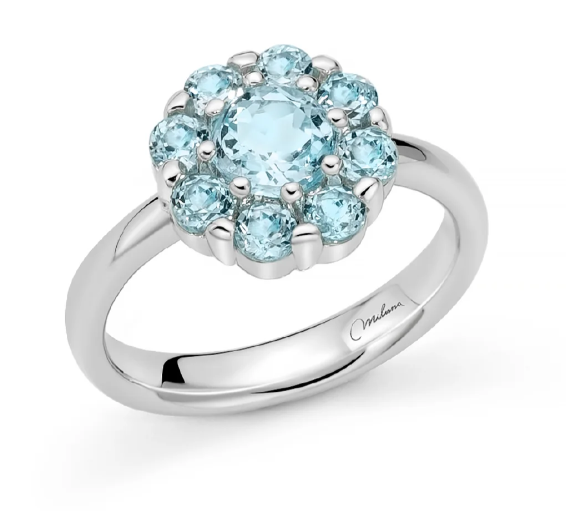 Anello Miluna Donna Argento 925 Topazio Azzurro Naturale Taglio Tondo _LID3852