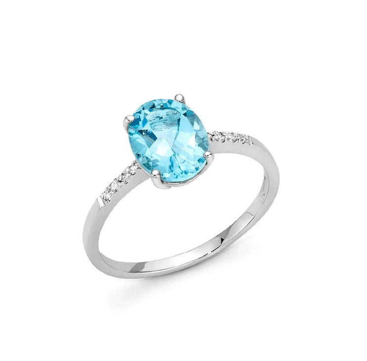 Anello Miluna Donna Gemma del Cielo Oro Bianco 18 kt Diamanti 0,036ct e Topazio 2,23ct _LID3257