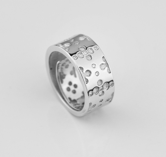 Anello Regolabile Boccadamo Donna Bronzo Fascia Grande Motivo Floreale Zirconi _XAN210P