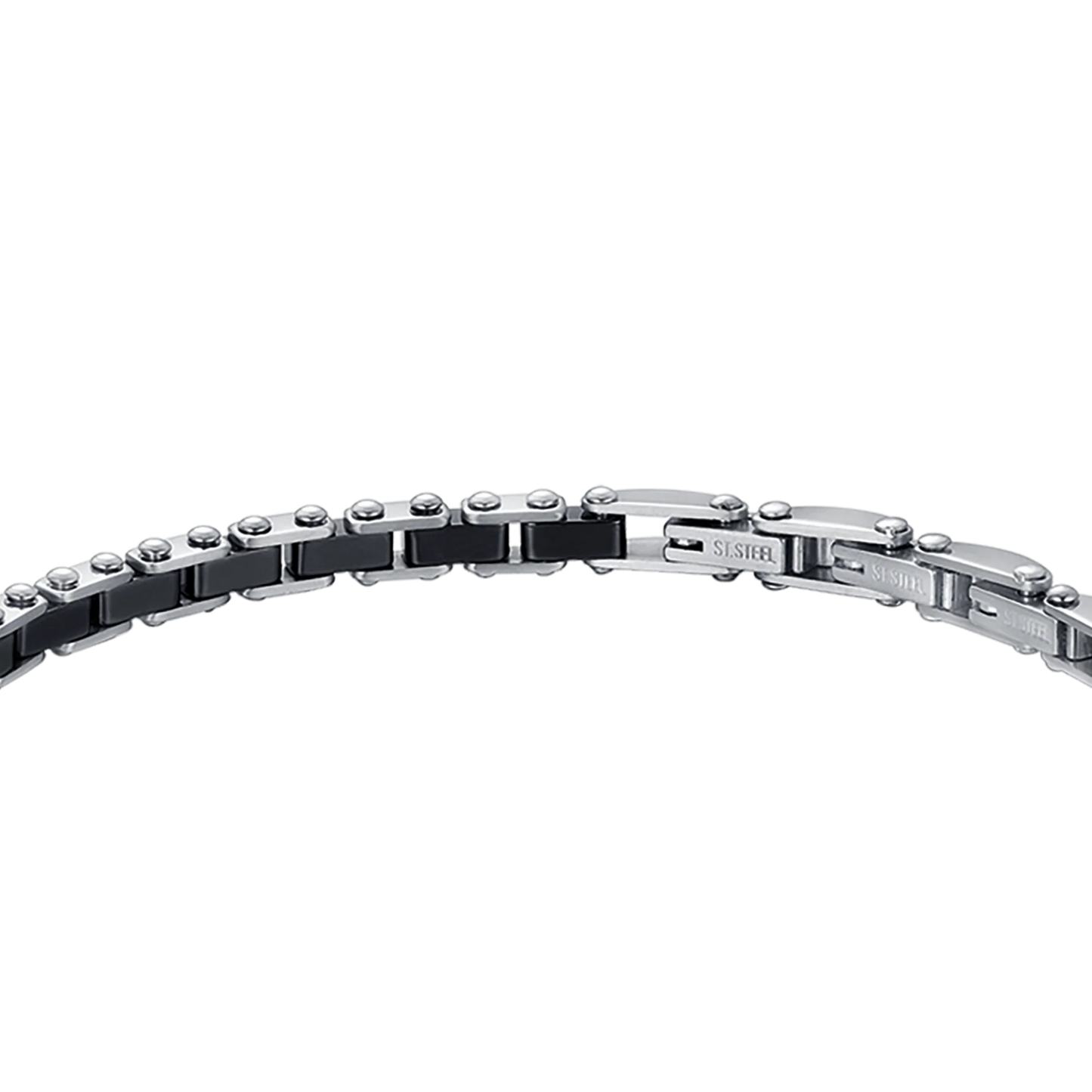 Luca Barra Herren-Armband aus Stahl mit schwarzen Achatsteinen _BA1869 