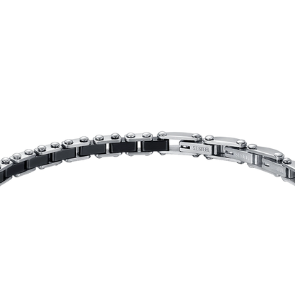 Luca Barra Herren-Armband aus Stahl mit schwarzen Achatsteinen _BA1869 
