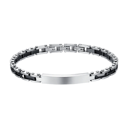 Luca Barra Herren-Armband aus Stahl mit schwarzen Achatsteinen _BA1869 