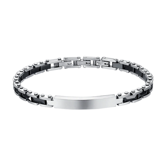 Bracciale Luca Barra Uomo Acciaio Ceramica Nera _BA1128