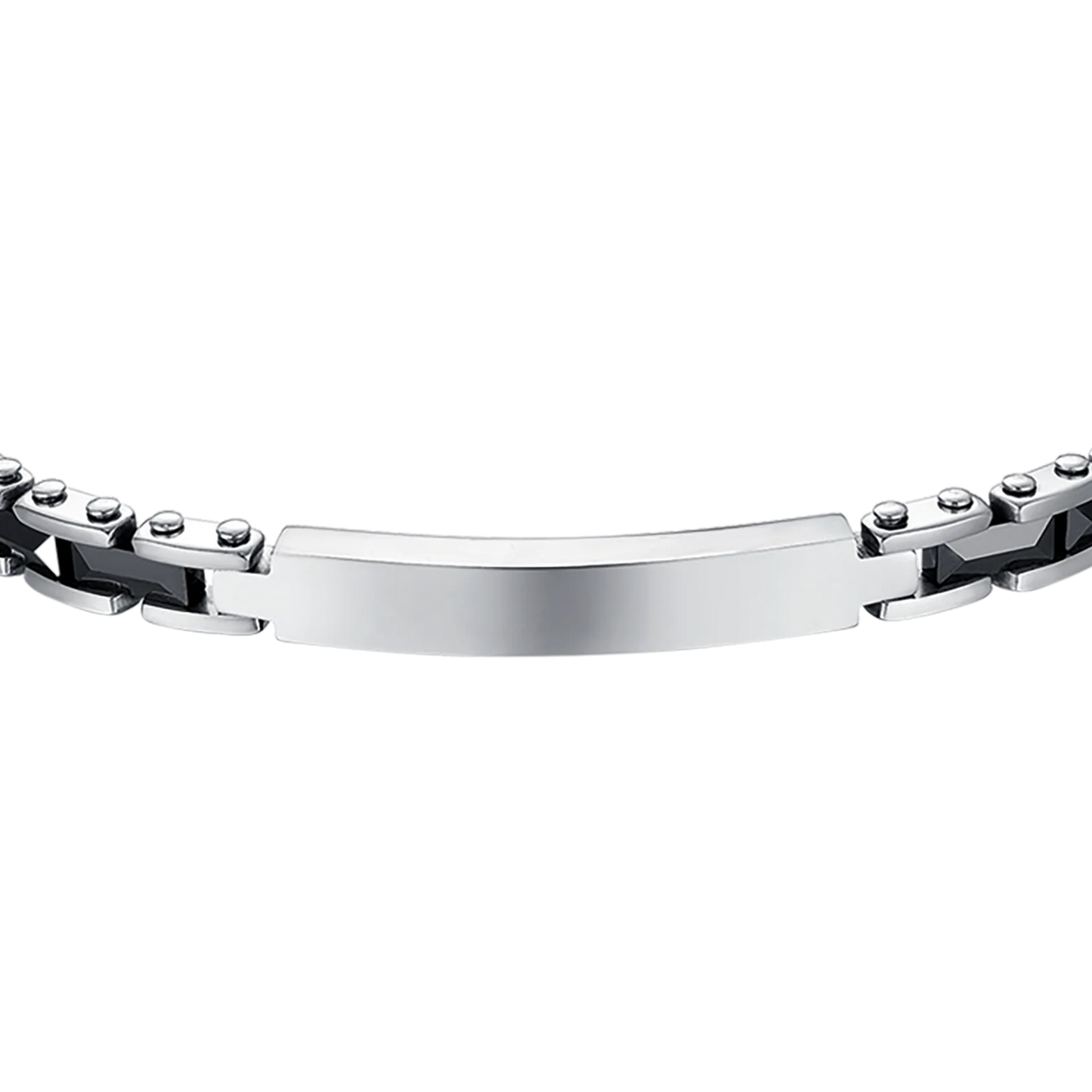 Luca Barra Herren-Armband aus Stahl mit schwarzen Achatsteinen _BA1869 