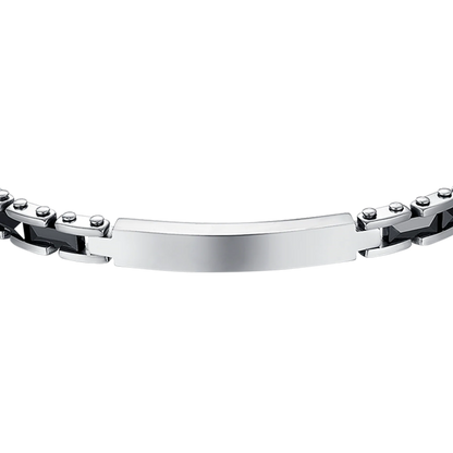 Luca Barra Herren-Armband aus Stahl mit schwarzen Achatsteinen _BA1869 