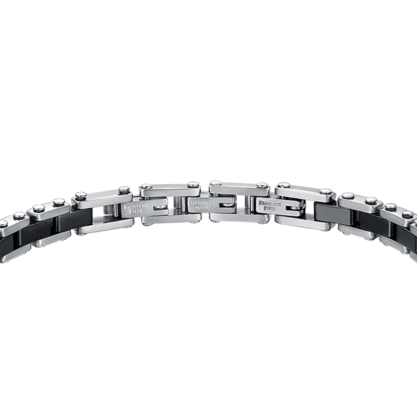 Luca Barra Herren-Armband aus Stahl mit schwarzen Achatsteinen _BA1869 