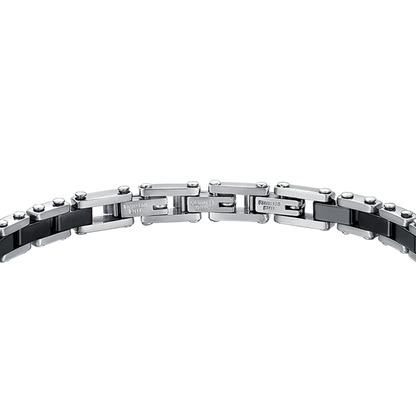 Luca Barra Herren-Armband aus Stahl mit schwarzen Achatsteinen _BA1869 