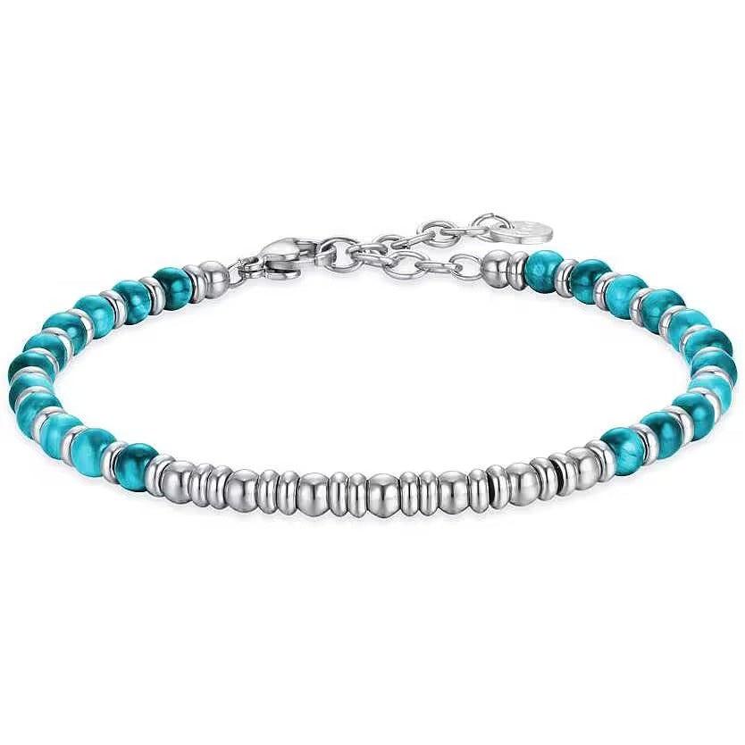 Bracciale Luca Barra Acciaio Silver Pietre Azzurre _BA1508