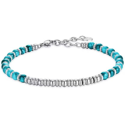 Bracciale Luca Barra Acciaio Silver Pietre Azzurre _BA1508