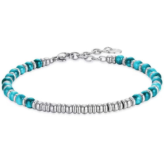 Bracciale Luca Barra Acciaio Silver Pietre Azzurre _BA1508