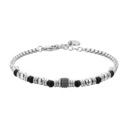 Bracciale Luca Barra Uomo Acciaio Agata Nera _BA1697