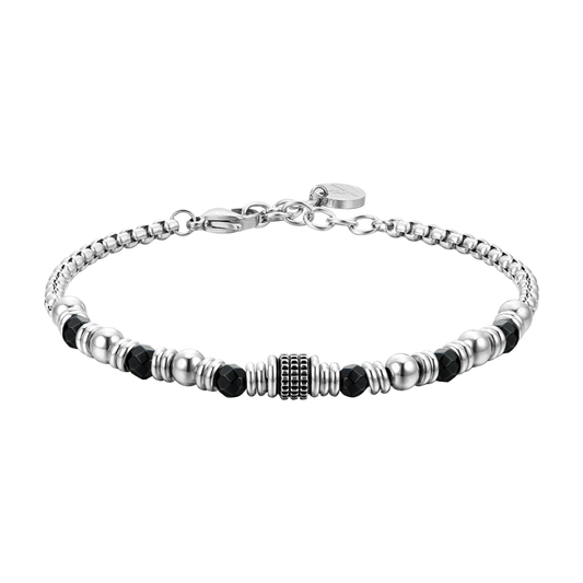 Bracciale Luca Barra Uomo Acciaio Agata Nera _BA1697