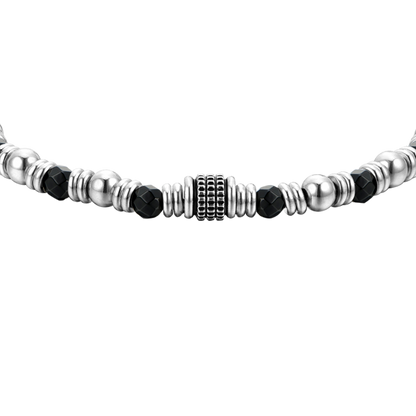 Bracciale Luca Barra Uomo Acciaio Agata Nera _BA1697
