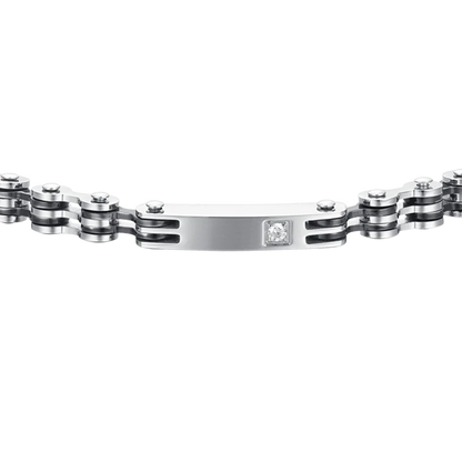 Luca Barra Herren-Armband aus Stahl mit schwarzen Elementen und Zirkonia _BA1799 