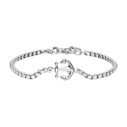 Bracciale Luca Barra Uomo Acciaio Ancora Centrale _BA1827