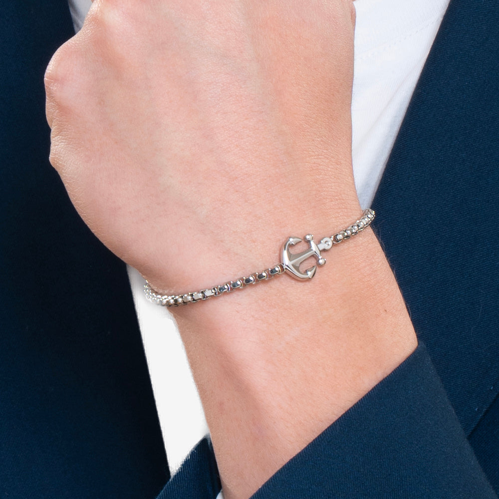 Bracciale Luca Barra Uomo Acciaio Ancora Centrale _BA1827