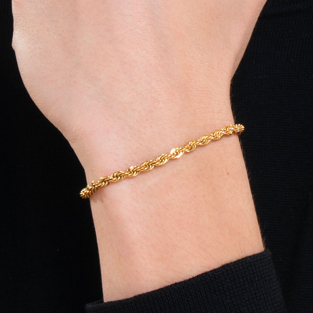 Bracciale Luca Barra Uomo Acciaio Gold Intrecciato _BA1858